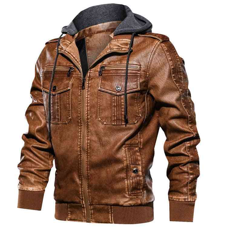 Men's hoodie PU jacket men's fashion motorcycle jacket - Kng inc. ®