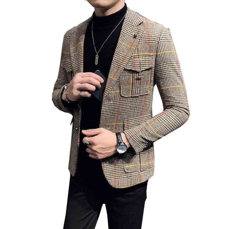 Fashion plaid casual suit men's slim jacket jacket - Kng inc. ®
