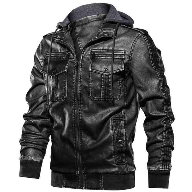 Men's hoodie PU jacket men's fashion motorcycle jacket - Kng inc. ®