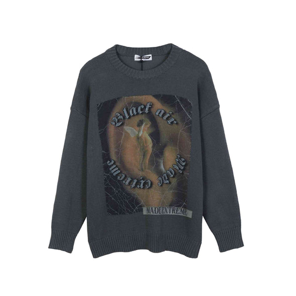 High Street Retro Printed Sweater Men's Trendy Brand Design Sense Loose Knitted Top - Kng inc. ®