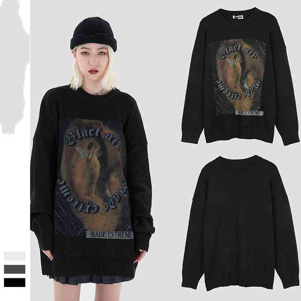High Street Retro Printed Sweater Men's Trendy Brand Design Sense Loose Knitted Top - Kng inc. ®