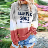 New Style Gradient Letter Print Plus Hole Long-sleeved Ladies Sweater - Kng inc. ®