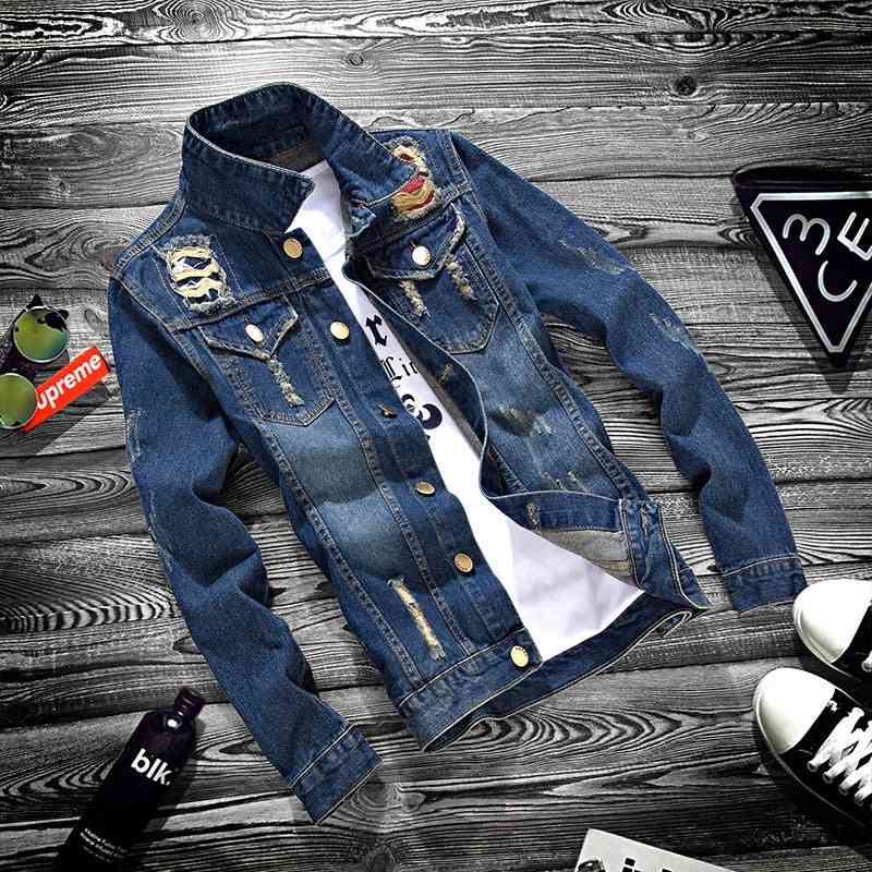 Fashion lapel men's denim jacket jacket men casual - Kng inc. ®