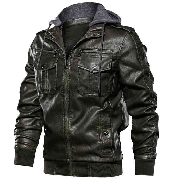 Men's hoodie PU jacket men's fashion motorcycle jacket - Kng inc. ®
