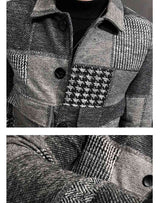 Fashion plaid stitching contrast jacket woolen jacket - Kng inc. ®