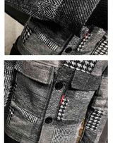 Fashion plaid stitching contrast jacket woolen jacket - Kng inc. ®