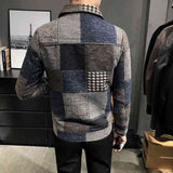 Fashion plaid stitching contrast jacket woolen jacket - Kng inc. ®