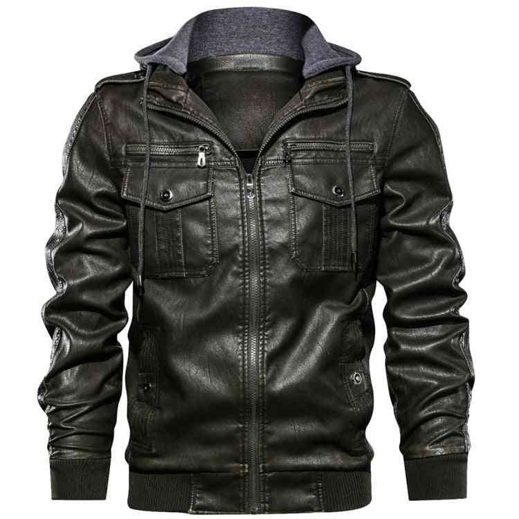 Men's hoodie PU jacket men's fashion motorcycle jacket - Kng inc. ®