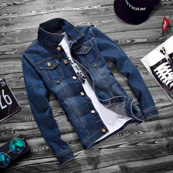 Fashion lapel men's denim jacket jacket men casual - Kng inc. ®