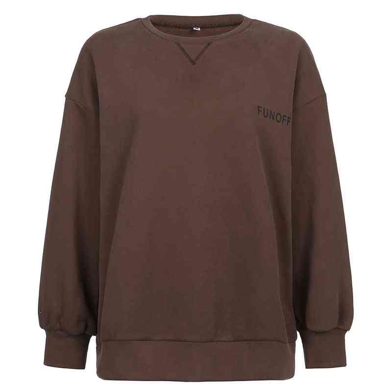 New women's European and American style retro brown mushroom embroidery loose round neck sweater women's casual pullover top - Kng inc. ®