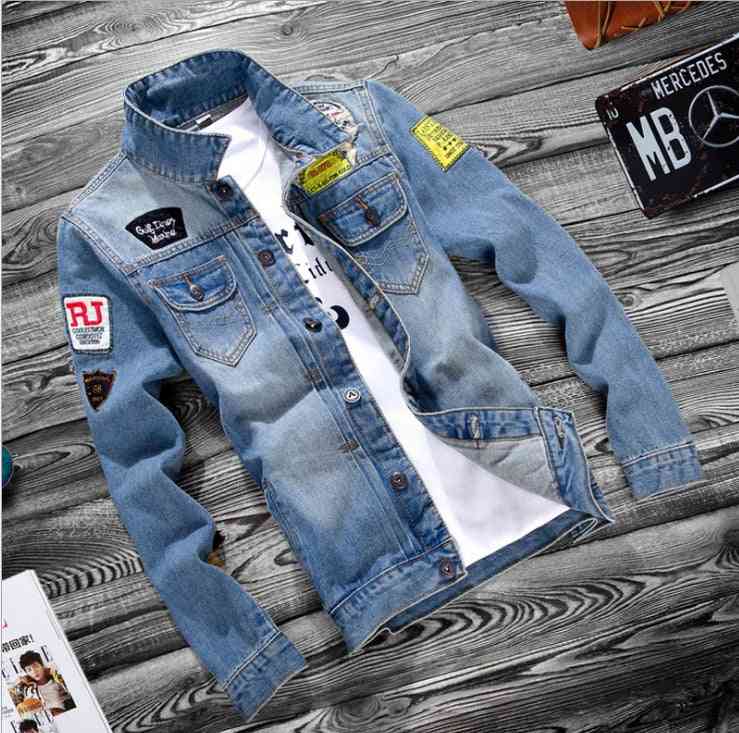 Fashion lapel men's denim jacket jacket men casual - Kng inc. ®