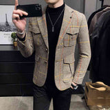 Fashion plaid casual suit men's slim jacket jacket - Kng inc. ®